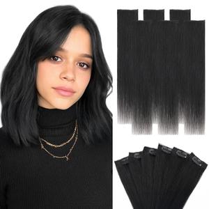 Hairro 6PCS 6 Clips In Short Hair Extensions 31g 10 Inch Dark Black