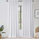 OWENIE Sally Extra White Light Filtering Curtains 120 Inches Long 2 Panels Set for Bedroom Living Room, Solid Soft Insulated Privacy Window Treatment Drapes, 2 Pcs Each W50 x L120 Inch, White