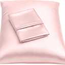 BLISSFORD Pink Satin Pillowcase with Zipper, for Hair and Skin Care, Feels Soft and Cool Like a Silk Pillowcase, Satin Pillow Cases 2 Pack, Slik Pillow Cover, Queen Size - Set of 2