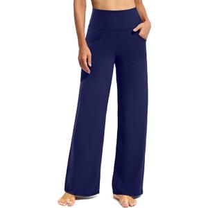 Promover Wide Leg Pants Woman Yoga Pants with Pockets Stretch Loose Casual Lounge Sweatpants Petite/Regular/Tall (Medium, Royal Blue)