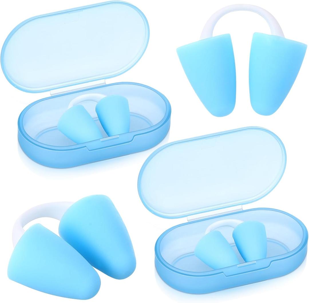 2 Pack Nose Plugs for Swimming for Adults and Kids (Age 7-12), Waterproof Soft Silicone Swimming Protectors Nose Block Nostril Plugs for Swimmers Surfers Water Sports (Blue)