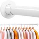 Upgraded Closet Rods for Hanging Clothes, 18 to 48 Inches Adjustable Heavy Duty Closet Rod, Metal Closet Poles, Easy to Install Closet Bar for Closet Wardrobes Laundry, Perfect for Closet Organizer (18--48inch, White)