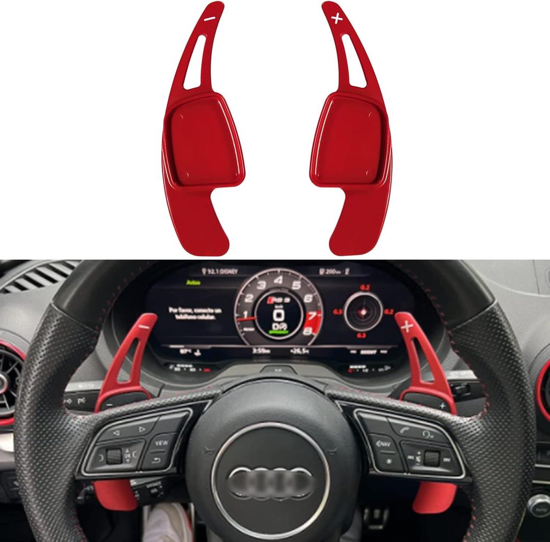 Yoursme Paddle Shifter Extensions for Audi A3 A4 Q7 S3 A5 Q5 S4 S5 SQ5 Q8 TT TTS, Aluminum, Red