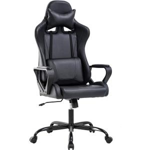 BestOffice Gaming Chair Office Chair Ergonomic Desk Chair Racing Style Gaming Chair with Lumbar Support, Swivel Rolling Base, and Comfortable Padded Seat for Women and Men (Black)