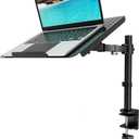 WALI Laptop Tray Desk Mount for 1 Laptop Notebook up to 17 inch, Fully Adjustable, 22 lbs Capacity with Vented Cooling Platform Stand (M00LP) (Black)