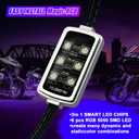 Motorcycle RGB LED Light Kit 12Pcs Magic RGB LED Strip Lights for Car ATV UTV 7.5ft Smart LED Lights Music Sync Color Changing Lights APP Remote Control Wireless DC 12V Smart Brake Lights (12pcs Chrome Pods)