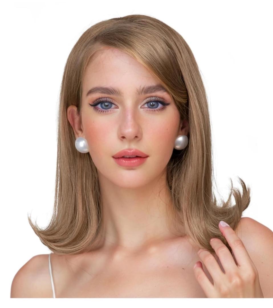 Blonde Wig for White Women Straight Shoulder Length Wigs Syntheic Fiber Wig for Daily Part Use