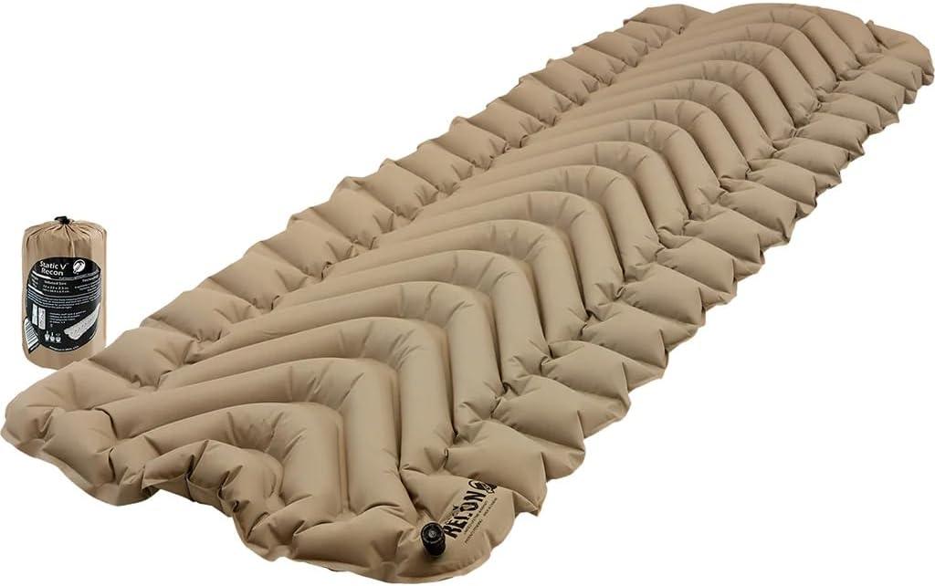 KLYMIT Static V Lightweight Inflatable Sleeping Pad | Comfortable, Lightweight, Easy to Inflate Portable Air Bed Mattress for Camping, Backpacking and Hiking