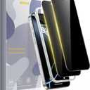 GIGIKISS Compatible for iPhone 16 Pro Max Privacy Screen Protector 6.9 inch, Anti Spy Anti Blue Light HD Tempered Glass Screen Protector Easy Installation, Case Friendly, 2 Pack Black