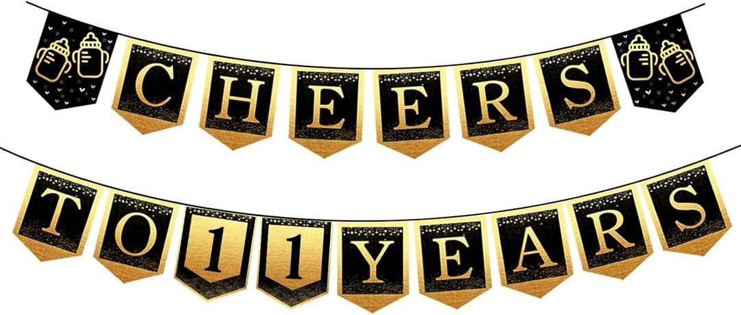11th Happy Birthday Banner, 11 Year Old Birthday Decorations for Girl or Boy, Amazing Party Bunting Decoration, Hanging Decor for Daughter or Son