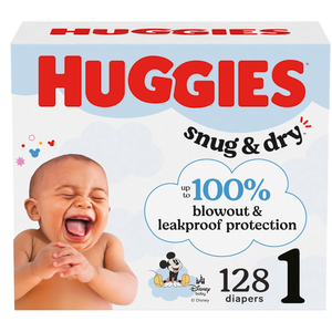 Huggies Size 1 Diapers, Snug & Dry Newborn Diapers, Size 1 (814 lbs), 128 Count