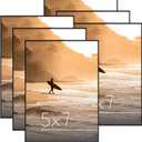 Americanflat Front Loading 5x7 Picture Frame with Shatter-Resistant Glass - Set of 6 - Metropolitan Collection - Photo Frame for Tabletop and Wall Display - Black