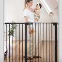 COMOMY 36" Extra Tall Baby Gate for Stairs and Doorways - Fits 29.5" to 48.8" Wide Openings, Auto Close Extra Wide Dog Gate for House, Pressure Mounted Easy Walk Through Pet With Door, Black