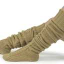 BomKinta Knee High Socks Women - Warm Knit Cozy Leg Warmers - Thick Boot Stockings for Women Size 5-10 (Khaki)