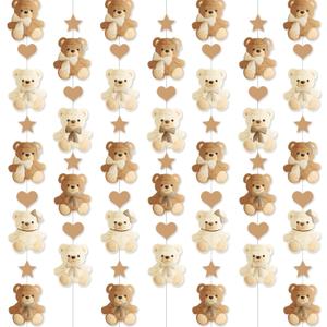 Brown Bear Birthday Party Decorations 8PCS Teddy Bear Garland banner Bear Baby Shower Supplies Bearly Wait Gender Reveal Hanging Cutout Garlands for Birthday Wedding Party Decor