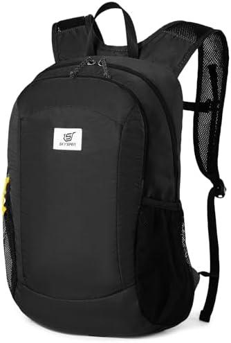 SKYSPER 16L Hiking Backpack Lightweight Small for Women Men, Foldable Packable Daypack - Travel Camping Backpack, Outdoor Hiking Bag （Black）