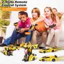 Remote Control Car, 2.4Ghz Transform RC Cars, 1:18 Scale Police Car Toy with Flashing Light, One Button Transformation,360 Degree Rotating Drifting Toys for Boys Age 4-7