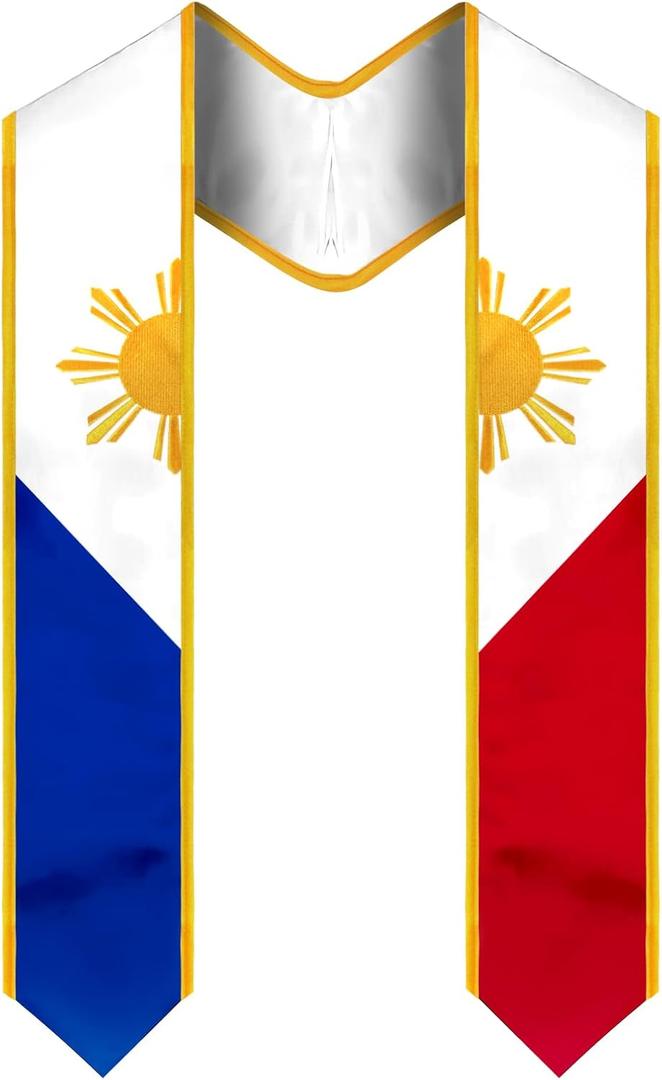 Graduation Sash, Embroidered Flag Graduation Stole for International Students 72 Inches