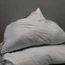 Ultra Thin Flat Soft Bed Pillows Standard Size Set of 2 Pack for Sleeping, Hypoallergenic Squishy Pillow for Stomach Back Sleeper, Machine Washable White Striped, 20x26 inches