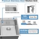 SHACO 33x22 Inch 50/50 Double Bowl Drop In Kitchen Sink 16 Gauge 33 Inch Stainless Steel Kitchen Sink Top Mount with Grid and Accessories