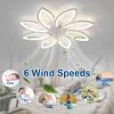 35" Geometric Ceiling Fan with Light Remote Control, 6 Speeds 3 Colors, White Low Profile Flush Mount Ceiling Fan for Kitchen Bedroom Living Room