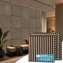 Art3d Acoustic Slat Wood Panels - 12-Pack 2x2ft Soundproof Drop Ceiling, Living Room & Bedroom DIY Decoration, Natural Oak