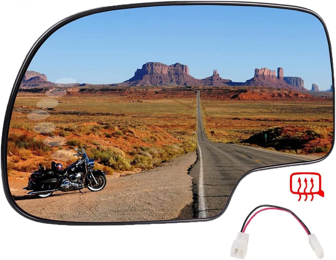 Nakuuly Driver Side Heated Mirror Glass Compatible with 2003-2007 Chevy Silverado Suburban Tahoe GMC Sierra Yukon 1500 Cadillac Escalade Arrow signal Exterior Left Mirror Replace # 88944391