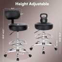 SUPERJARE Drafting Chair with Backrest, Adjustable Foot Rest Rolling Stool, 23.6"D x 23.6"W x 35.8"H
