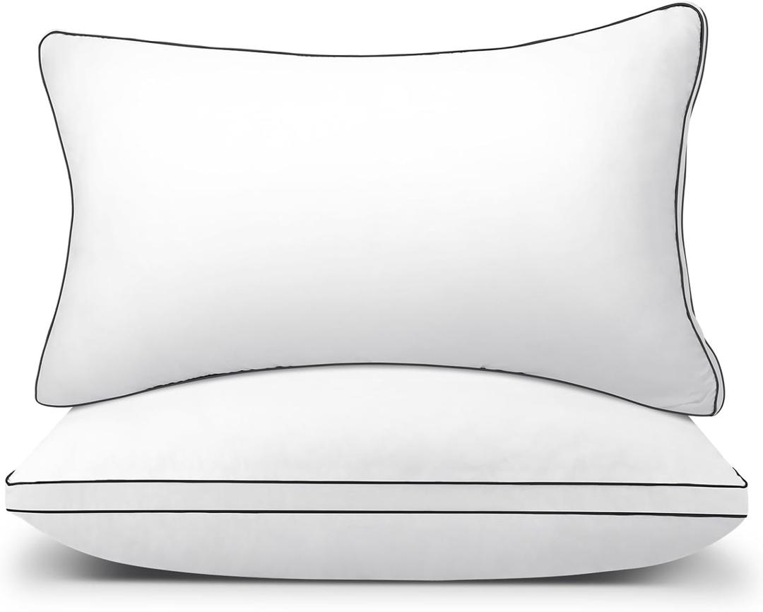 Bed Pillows for Sleeping Queen Size Set of 2  Soft Gusseted 30 x 20 Inch Bed Pillows for Side, Back, and Stomach Sleepers  Hotel Quality Down Alternative Pillows, White