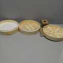 MacaRio Bamboo Steamer Basket Set 10 inch Steamer for Cooking, with Side Handles Chopsticks Ceramic Sauce Dishes Paper Liners, for Dim Sum Dumplings Buns Seafoods Rice Asian Foods