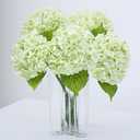 Waipfaru 21" Real Touch Green Hydrangea Artificial Flowers with Long Stem & Leaves, Full Latex Faux Hydrangea Flowers for Home Decor Party Floral Arrangements Wedding Bouquets Centerpieces, 5Pcs