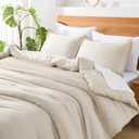 Andency Beige California King Comforter Set - 7 Pieces Cream Bed in a Bag Cal King Bedding Comforter Sets, Summer Solid Soft Lightweight Comforter with Fitted Sheets, Flat Sheets, Pillowcases & Shams