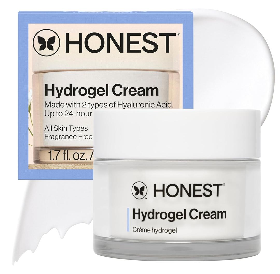 Honest Beauty Hydrogel Cream with Hyaluronic Acid | Lightweight, Moisturizing Water Cream | Gentle for Sensitive Skin, Fragrance Free, Vegan | 1.7 fl oz (1.7 Ounce (Pack of 1))