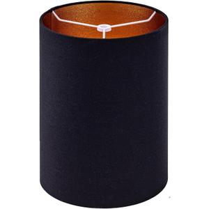 Wellmet BlackGold 8"x 8"x11" Lampshade, No Assembly Required, Classic Modern Lamp Shade for Table Lamp, Bedside Lamp, Floor Lamp, Fabric Drum Lampshade, Spider Fitter
