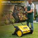 Push Lawn Sweeper 21" Walk Behind Leaf Collector for Lawn and Yard with 103L Hopper Bag Adjustable Height Grass & Leaf Picker for Lawn Cleanup