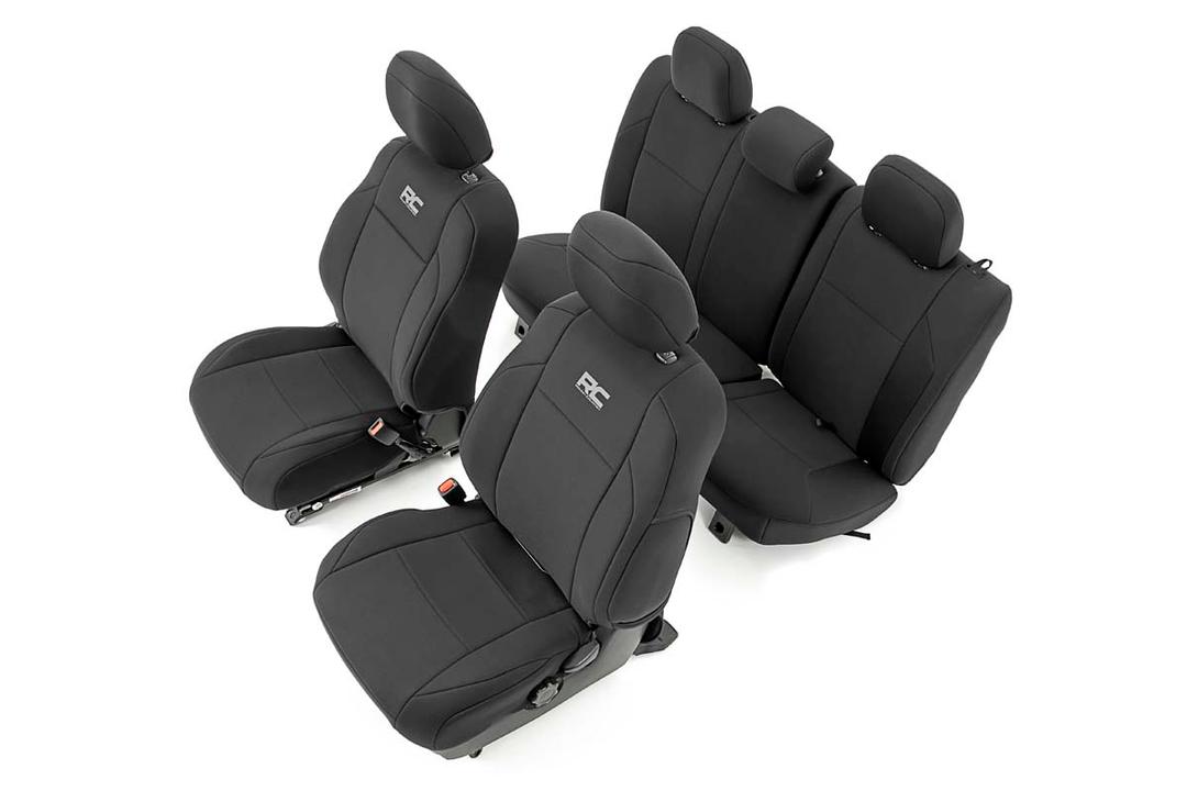 ROUGH COUNTRY Waterproof Seat Covers, Universal Fit Black Full Sets, Protective Interior Covers for Auto SUV, Vans, Sedans, Trucks