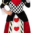 Queen of Hearts Costume for Girls, Royal Dress Up Outfit, Kids Queen Costume for Parties and Events M