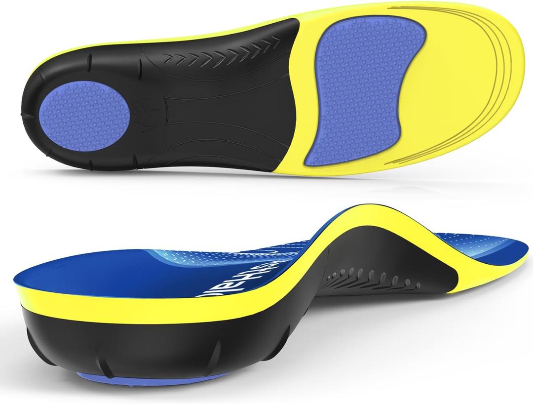 BestHalo Heavy Duty Plantar Fasciitis Insoles - 220+ lbs High Arch Support Orthotic Inserts for Pain Relief, Flat Feet, Heel Pain, Work Boots (Blue, Men 7-8.5 | Women 8-9.5)