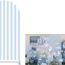 FiVan Arch Covers Stretchy Blue Stripes Backdrop for Birthday Baby Shower Party Decoration 4x7ft Baptism Background Props (NO-412)