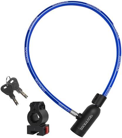 DocksLocks Bike Cable Lock Set with Key Lock, Mounting Bracket, Portable and Compact Anti-Theft Security for Bikes, Scooters and More 2ft