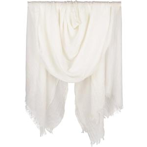 Women Summer Scarfs Large Long Lightweight Linen Beach Gauze Shawl Wrap 7543 (White)