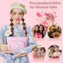 2 x YOOLIFE Initial Makeup Bag Cosmetic Bag Toiletry Pouch - Personalized Birthday Gifts for Women Teen Girls Mom Daughter Sister Friends, Pink A