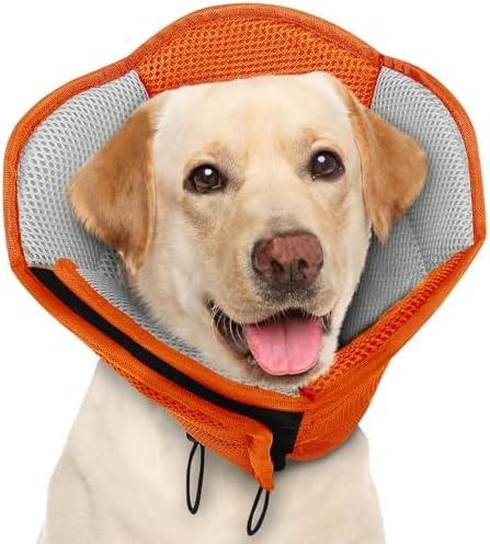 AOFITEE Dog Cone- Adjustable Extra Large Cone for Dogs After Surgery, Breathable Soft Cone Dog Collar to Prevent Licking Wounds, Pet Elizabethan Collar for Large Dogs, Orange L