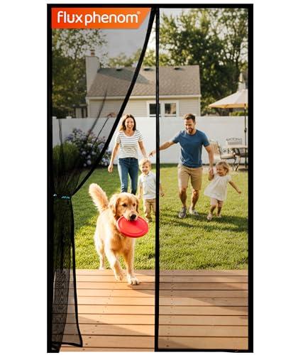 Flux Phenom Magnetic Screen Door - Bugs Out, Breeze in - 9min Install Auto-Sealing Heavy Duty Double Stitched Mesh, 52 Magnets, Hands Free Sliding & Patio Doors Net, Pet & Kid Friendly, 38 x 84 Inch