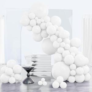PartyWoo White Balloons 85 pcs Different Sizes Pack of 18 12 10 5 Inch Matte White Latex Balloon Arch Kit Garland for Wedding Bridal Graduation Baby Shower Birthday Party Decorations White-Y13