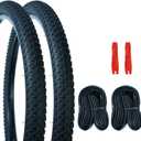 2Pack Mountain Bike Tire Replacement Kit, 20/24/26/29 Bike Tires + 2 Bike Tubes (with Puncture Sealant) + 2 Tire Levers, Folding Bike Tires with Tread Puncture Protection for On or Off-Road Use