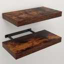 Floating Shelves for Wall, 7.9" Deep Wall Mounted Wood Shelves for Bathroom, Bedroom, Living Room, Kitchen, Hanging Shelf for Books/Storage/Room Decor (Brown, 16") (16" Set of 2)