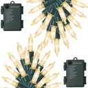 WATERGLIDE 2 Pack 50 LED Outdoor Christmas Lights, 16FT Battery Operated Mini String Lights with 8 Modes & Timer, Xmas Tree Lights Waterproof for Patio Garden Party Wedding Holiday Decor, Warm White