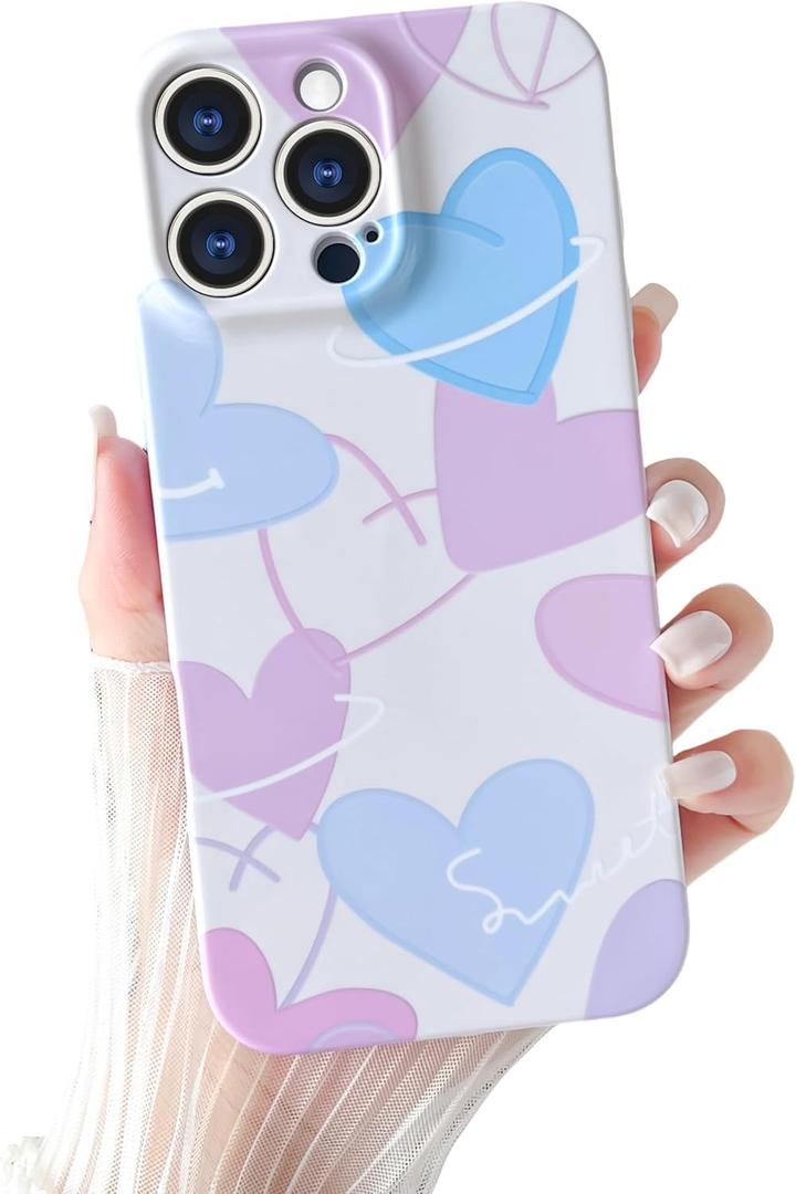 Yeddabox Compatible for iPhone 13 Pro Case Cute Heart Phone Case Full Camera Protection Soft TPU Shockproof Cover for Women Girls - Colorful 5