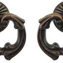 2Pcs Vintage Antique Bronze Cabinet Pulls French Provincial Single Hole Pull Ring Handles for Drawer Dresser Wardrobe Cupboard (2" Length, 2Pcs)